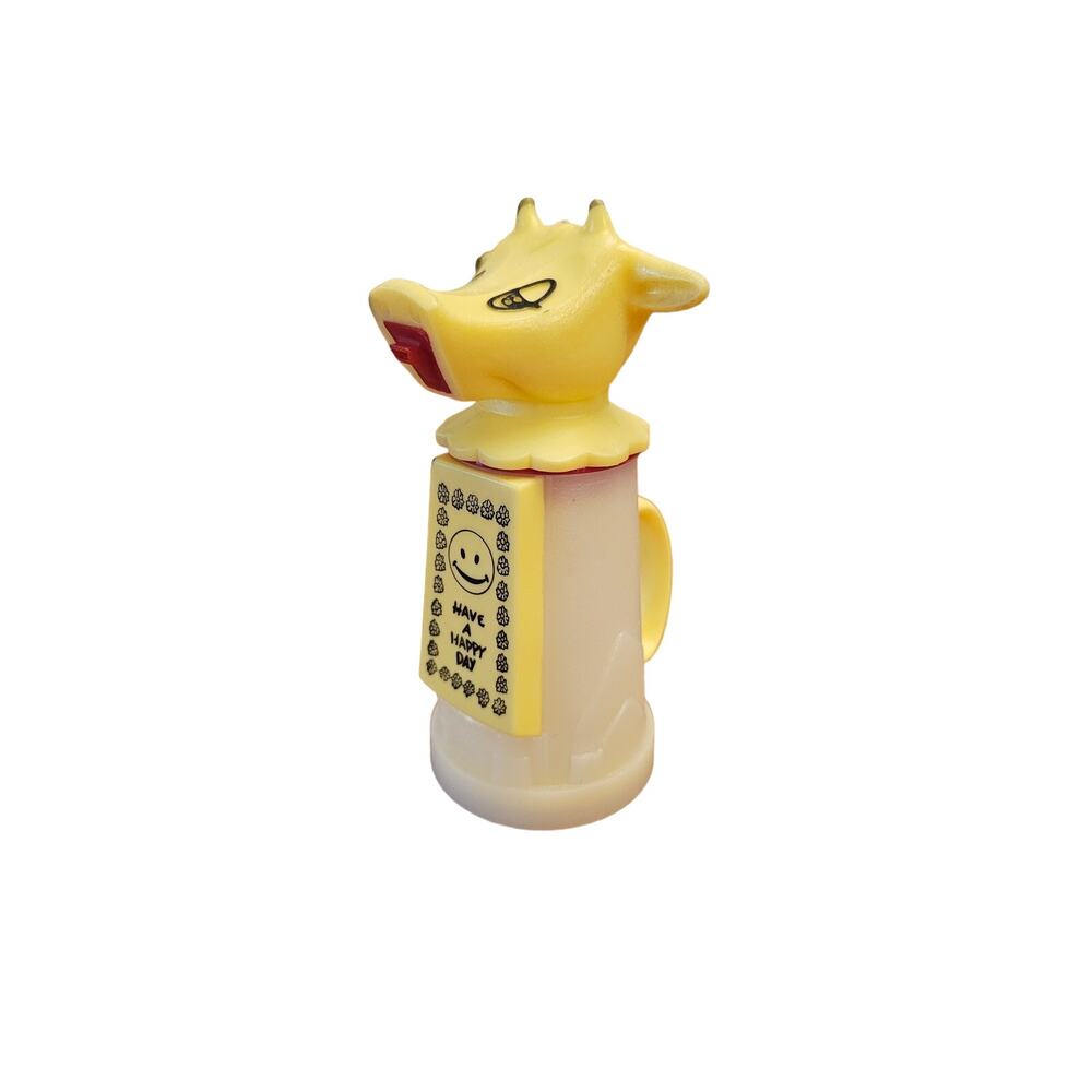 70’s Kitsch Diner Cow Creamer “Have A Happy Day" Plastic Yellow Whipley‎ Vintage